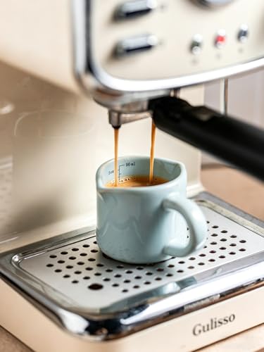 Espresso Cup 3 Oz, Ceramic Espresso Measuring Cup Expresso Shot Cup with Handle, Coffee Bar Accessories, Double Spouts Expresso Cup, Pale Blue - color: C-Pale Blue
