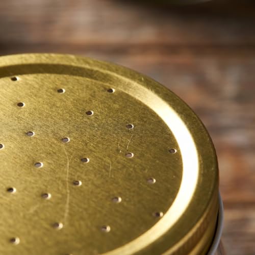 FENICAL Bee Feeder Lids for Mason Jar: 8pcs Bee Hive Entrance Feeder Lids Beehive Water and Sugar Dispenser Honeybee Beekeeping Feeding Accessories for Outdoor Beehives. 2.87 * 0.59 Inch (Gold)