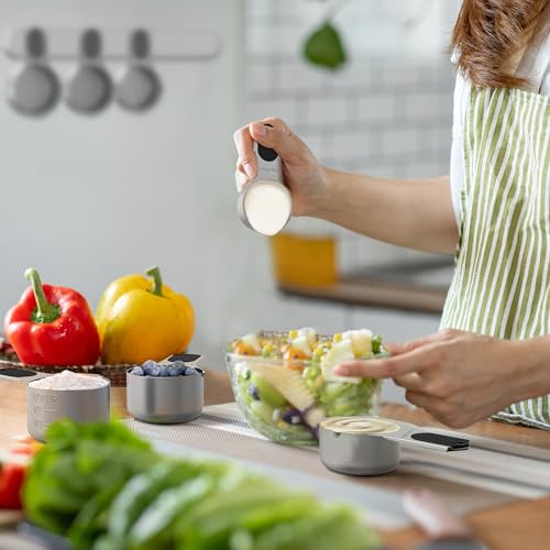 Measuring Cups and Spoons Set,304 Stainless Steel 5 Magnetic Measuring Cups and 8 Sigle Sided Measuring Spoons with 1 Leveler,Kitchen Gadgets for Cooking & Baking - color: Black-Single Side