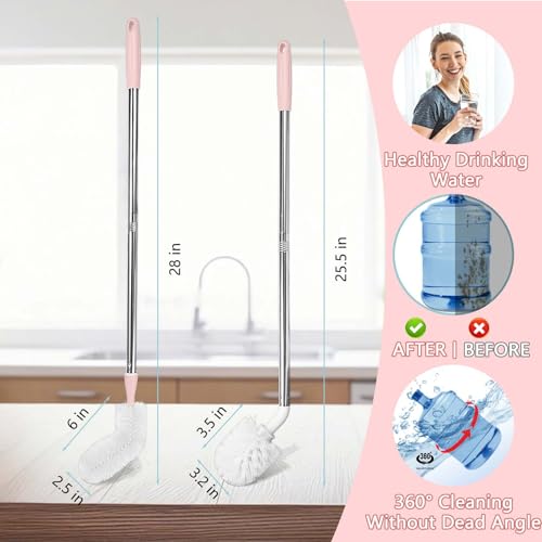 5 Gallon Water Jug Cleaning Brush, Carboy Brush & Bottle Cleaner for Glass | Flexible Long Handle Brush & Jug Cleaner Set, Fits 3 Gallon Reusable Water Bottles and All Water Containers