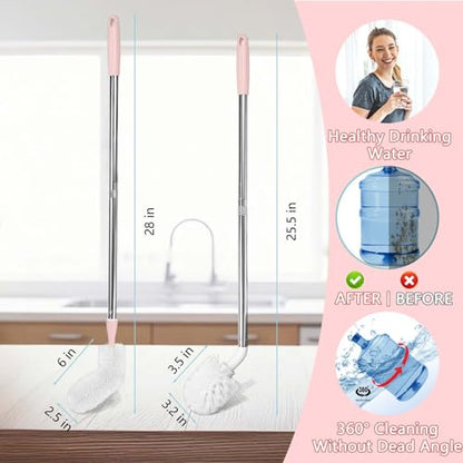 5 Gallon Water Jug Cleaning Brush, Carboy Brush & Bottle Cleaner for Glass | Flexible Long Handle Brush & Jug Cleaner Set, Fits 3 Gallon Reusable Water Bottles and All Water Containers