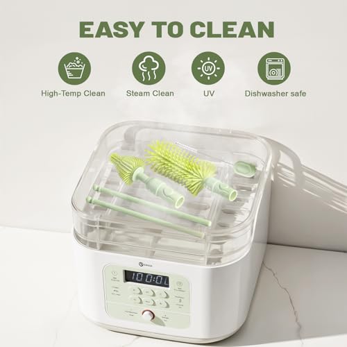 Baby Bottle Cleaner Brush Set Bottle Cleaner Brush Set Portable Bottle Cleaning Kit Set Silicone Brush, Nipple Brush, Straw Brush, Dispense Detergent Dispenser, Drying Rack - 6 in 1 - color: White