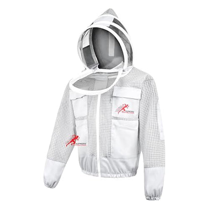 3 Layer Bee Jacket with Fencing Veil and One Pair of Gloves Ventilated Beekeeper Jacket (White, 2X-Large) - color: White, size: XX-Large