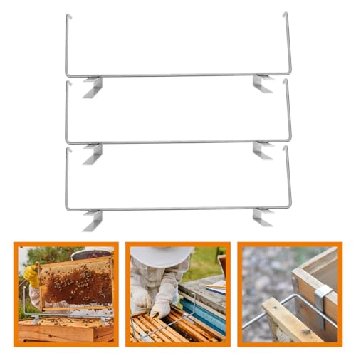 VICASKY 3pcs Stainless Steel Beehive Frame Holder Hanging Rack Beekeeping Frame Support Bracket and Beekeeper Tools