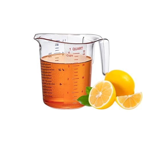 Amazing Abby - Melissa - 32-Ounce Plastic Measuring Pitcher (1-Pack), 4-Cup (1-Quart) Food-Grade Measuring Jug, Unbreakable, Stackable, Dishwasher-Safe, Great for Oil, Vinegar, Flour, and More - style: 1-Pack