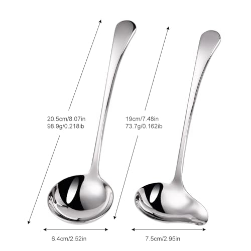 1-Piece Sauce Ladle and 1-Piece Gravy Ladle, 18/10 Stainless Steel, Dishwasher Safe(Silver)