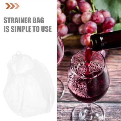ARTIBETTER 2pcs Fine Mesh Milk Filter Bag Nylon Strainer for Nut Milk Juice Cheese Cloth Food Straining, 37cm Small Drawstring Draining Bags for Kitchen and Cooking