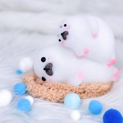 Taba Squishy Kit Big Seal Silicone Mold 6''+Liquid Gel+Flocking Cute Animal Making Set - color: 6" Seal