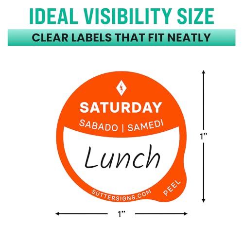 Date Stickers for Food - Day of The Week Day Dots Removable Food Labels, 1" Date Dot Stickers for Food Containers, 1,750 Labels - color: Sheet Labels