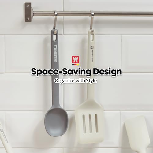 Wagensteiger Light Gray Silicone Slotted Spatula: Cooking Turner with Heat Resistant, Non-stick Cookware Safe, Gentle Head Design, BPA Free (11.81inch x 3.15inch) - size: 11.81inch x 3.15inch