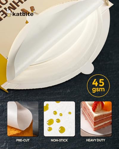 Katbite 7 Inch Round Parchment Paper, 200Pcs Parchment Rounds, Heavy Duty & Non-stick for Cake Baking, Air Fryer Liners, Patty Paper - size: 7inch-200
