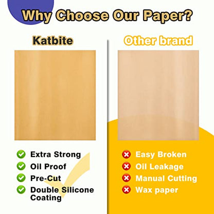 Katbite 200Pcs 18x26 inches Parchment Paper Sheets, Heavy Duty Unbleached Baking Paper, Pre-cut and Oil Proof Perfect for Steaming Cooking Bread Cake & Wrapping Foods - color: 18"x26"-200