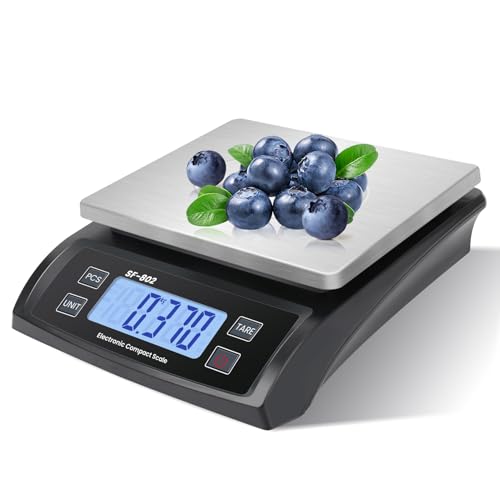 Large Digital Kitchen Scale 30kg/66lb Food Scale for Baking Cooking Stainless Bread Scale with LCD Display Counting Scales for Coins Adapter Included(Stainless Black) - color: Stainless black