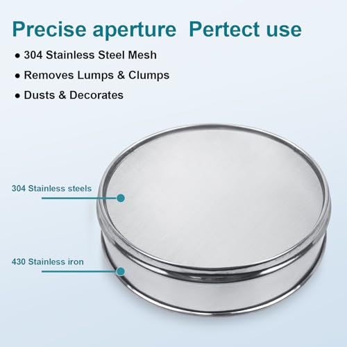 304 Stainless Steel Mesh Lab Sieve, 50 Mesh (0.355mm) Aperture Test Sieve, 7.9Inch(20cm) Diameter Economy Standard Analysis Sample Test Sieves for Industrial Laboratory Homes - size: 50Mesh(0.355mm)/Ф7.9in