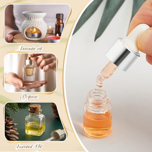 Didaey 100 Pcs 1/2/3/5/10/15 ml Mini Glass Oil Dropper Bottle Bulk, Clear Essential Small Empty Bottles Sample Containers Perfume Liquid Vials with Cap for Traveling (2 ml,Classic Silver) - color: Classic Silver, size: 2 ml