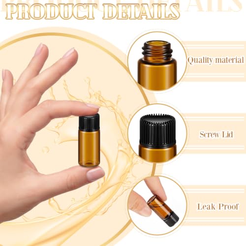 Lallisa 100 Pcs 4 ml Amber Glass Vials with Black Screw Caps, and Plastic Stoppers, 1 Dram Small Leakproof Bottles Bulk, Mini Liquid Sample Vials for Essential Oils, Sample, DIY Craft - color: Amber with Black Cap, size: 4 ml
