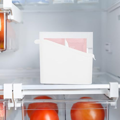 Healifty Cheese Storage Box for Fridge, White Plastic Tea Bag and Bacon Container with Tilted Design, Household Refrigerator Cheese Keeper for Fresh Food Organization