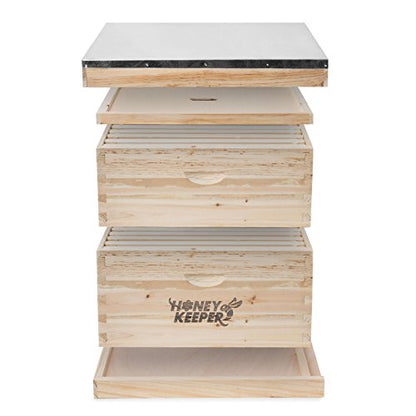 Honey Keeper Beehive 20 Frame Complete Box Kit (10 Deep and 10 Medium) with Metal Roof for Langstroth Beekeeping