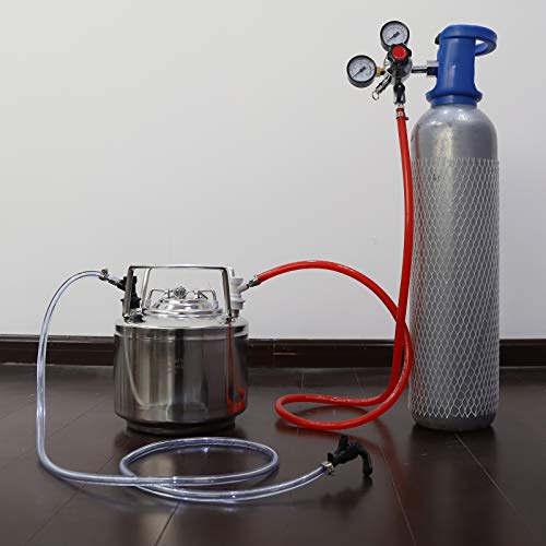 Cornelius Keg Gas Line Assembly - LUCKEG Brand Ball Lock Gas Disconnect with 5ft Red Gas Tubing for Homebrewing - size: 5/16