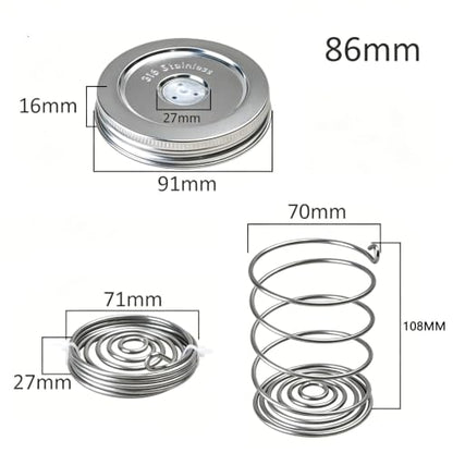 Stainless Steel Fermentation Lids Kit with Springs and Silicone Airlock for 16/24/32/64Oz Wide Mouth Mason Jars, Fermenting Set for Pickling, Kimchi, Kombucha & Sauerkraut，2PCS - color: 2PCS