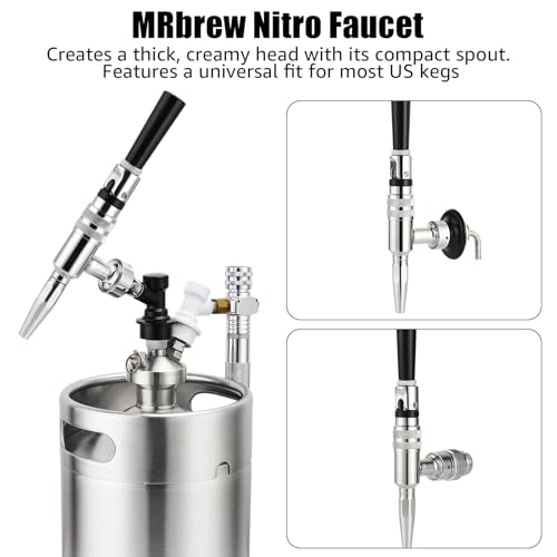 MRbrew Stout Beer Coffee Faucet – 304 Stainless Steel Keg Beer Tap for Cold Brew Coffee & Nitro Beer, Beer Faucet Homebrew Kegerator Tower Tap with Standard Black Plastic Tap Handle