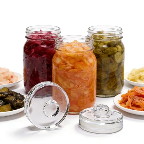 9 Pack Fermentation Weight with Easy Grip Handle,Heavy Glass Fermenting Weights for Wide Mouth Mason Jars,Clear Canning Fermentation Kit for Sauerkraut,Kimchi,Pickles - size: 9pack