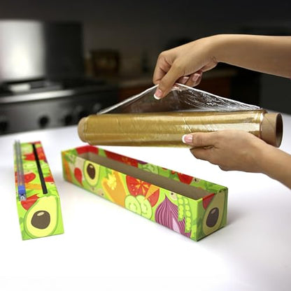 Chicwrap Veggies Refillable Plastic Wrap Dispenser - Includes One 12" x 250' Roll of Professional Grade Plastic Wrap - BPA Free and Kosher Certified - Reusable Dispenser w/Slide Cutter - style: Veggies