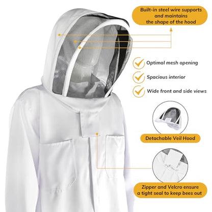 Cieex Bee Suit for Men Women, Beekeeping Suit Sting Proof, Beekeeper Clothing with Glove & Ventilated Hood for Beginner & Professional Beekeepers, Beekeeping Supplies (XXL for 5'7"-6'1")