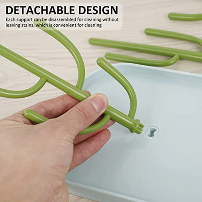 Bottle Drying Rack,Drying Rack for Kitchen Counter,Detachable Bottle Dryer Holder with Base.for Nipples,Cups,Pump Parts and Accessories(Green) - color: Green