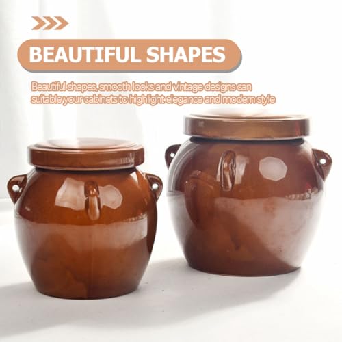 Vintage Ceramic Honey Jar 1200g Large Food Storage Container Sealed Pickle Crock Traditional Sauerkraut Pot for Kitchen and Pantry