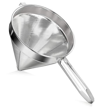 New Star Foodservice 34257 18/8 Stainless Steel China Cap Strainer, 8-Inch, Fine Mesh