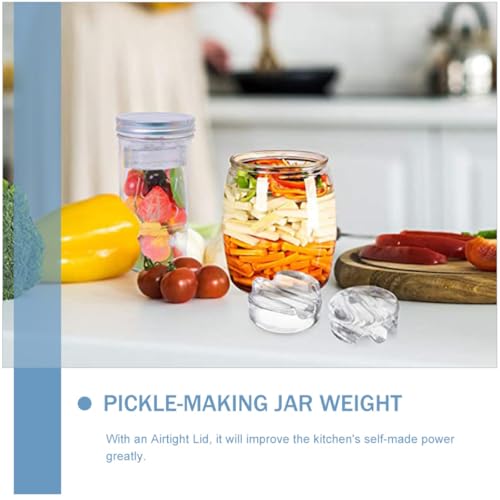 INOOMP Glass Fermentation Weights for Mason Jars, Wide Mouth Flat-bottomed Glass Lids for Fermenting and Canning, Kitchen Jar Accessories Set of 4