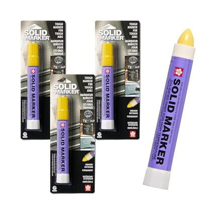 Sakura Solid Paint Markers - Permanent Marker Pens - Window, Wood & Glass Marker - Yellow Paint - 3 Pack - color: Yellow