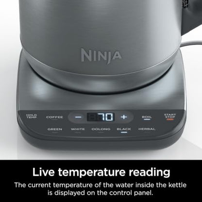 Ninja KT200 Precision Temperature Electric Kettle, 1500 watts, BPA Free, Stainless, 7-Cup Capacity, Hold Temp Setting, Silver