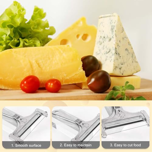 Cheese Slicer & Cheese Plane Set, Adjustable Handheld Cutter with 4 Extra Wires for Cheddar Gruyere & Mozzarella Kitchen Dairy Cutting Tool - style: Cheese Slicer+Cheese Plane+4 Extra Wires