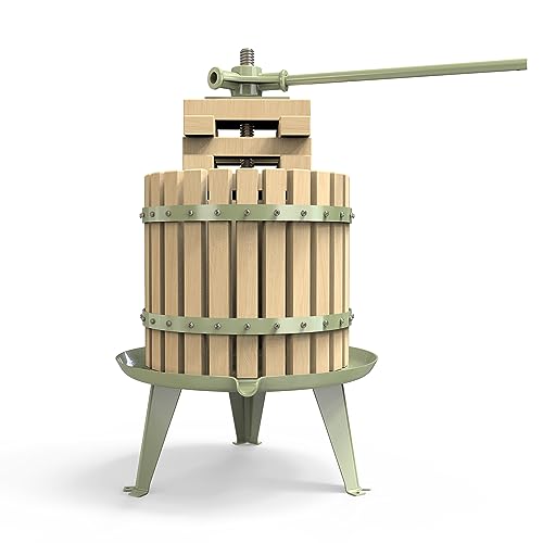 3.2 Gallon Fruit and Wine Press, Manual Cider Press with Solid Beech Wood Basket - color: Green, size: 3.2 Gallon