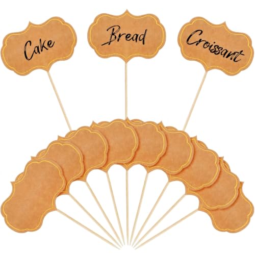50 Pieces Cheese Markers for Charcuterie Board Buffet Labels Food Tags Blank Toothpick Flags Appetizer Signs Chalkboard Cupcake Toppers Picks for Wedding Birthday Party Decorations (Brown) - color: Brown