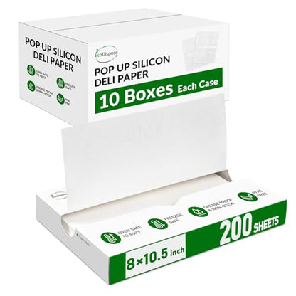 EcoDispose 2000 Count 8" x 10-1/2" Precut Pop Up Deli Paper Sheets, Interfolded Heavy Duty Oil-Resistant White Paper for Bakery, Food Wrap, Serving, Oven, Air Fryer & Microwave - color: White, size: 8"x10.5"inch