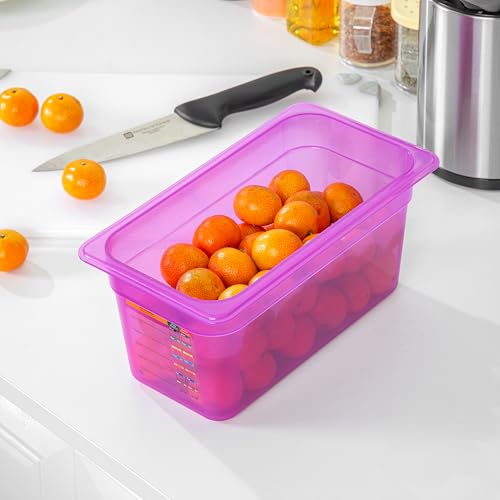 Restaurantware Food Storage Container 1 Pack of 5.6 qt Plastic Stackable Microwave-Safe Bin Dishwasher Safe Freezer Safe Purple Containers for Kitchen Storage - size: 1/3 Size