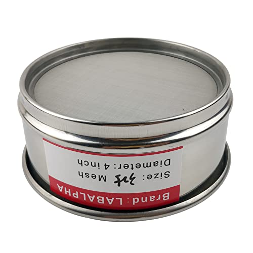 LABALPHA 325 Mesh Lab Sieves, Test Sieve #325 Mesh, 4'' Diameter, 304 Stainless Steel Wire Cloth (0.045mm) - size: 325 mesh (0.045mm)