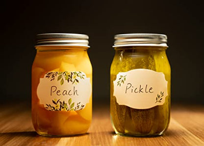 MONEST Waterproof & Oil Resistant Jar & Lid Stickers - Pantry/Canning, Spice & Bottle Labels (Floral 3x2) - style: Floral 3x2