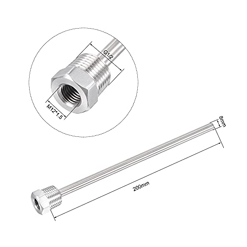 uxcell 8mm Dia G1/2 Thermowell Weldless Stainless Steel 304 with Cable Gland 200mm Length for Beer Fermenter, White - color: White, size: G1/2 x 200mm