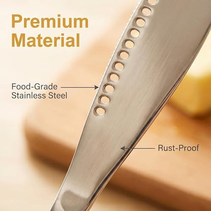 Saiveina 2 Pcs Stainless Steel Butter Knives | 3 in 1 Butter Knife Set, Butter Spreader, Curler and Grater, for Butter, Cheese, Dishwasher Safe, Rust-Resistant, Ergonomic