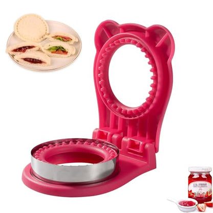 CHICHAUS Uncrustable Sandwich Maker,Sandwiches Pocket Circle Shape 3.7Inch Sandwich Cutter and Sealer,Sandwich Cutter for Kids Breakfast and lunchboxes (Rose Red) - color: Rose Red
