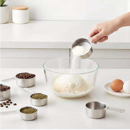 Measuring Cups and Spoons Set of 13, 7 Stainless Steel Nesting Cups and 6 Measuring Spoons, 2 Detachable Rings, Kitchen Gadgets for Baking Cooking, Dry and Liquid Ingredients