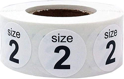 Shoe Size 2 White Stickers for Retail Clothing 0.75 Inch 500 Total Adhesive Labels - color: White Size 2