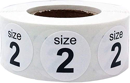 Shoe Size 2 White Stickers for Retail Clothing 0.75 Inch 500 Total Adhesive Labels - color: White Size 2