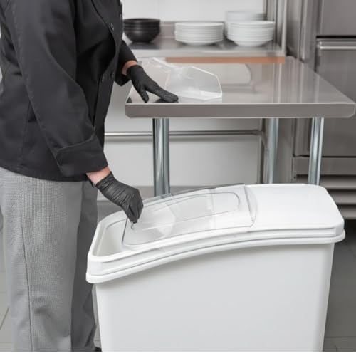 TrueCraftware- 27 Gallon Shelf Ingredient Bin (430 Cups) White with Clear Sliding Lid Casters & Measuring Scoop- Plastic Kitchen Pantry Storage Bin for Dry Food Flour Sugar Kitchen Restaurant - size: 27 Gallon