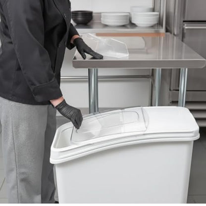 TrueCraftware- 27 Gallon Shelf Ingredient Bin (430 Cups) White with Clear Sliding Lid Casters & Measuring Scoop- Plastic Kitchen Pantry Storage Bin for Dry Food Flour Sugar Kitchen Restaurant - size: 27 Gallon