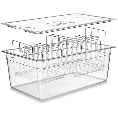 HOMENOTE Large Sous Vide Container 26 Quarts with Lid,Complete Sous Vide Accessories Kit BPA Free,Compatible with Anova and Most Sous Vide Cookers（Comes with 2 Sous Vide Racks and Insulating Sleeve） - color: Large Sous Vide Container-with 2 Rack